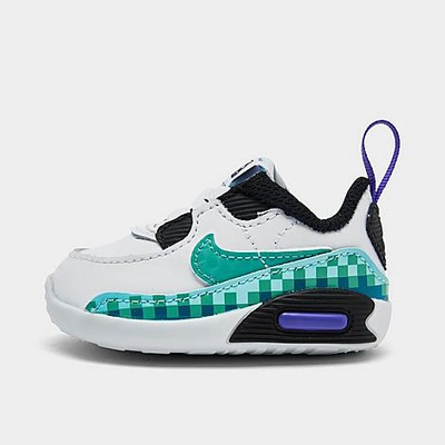 Nike Max 90 Crib Se Baby Booties In White/black/psychic Purple/washed Teal