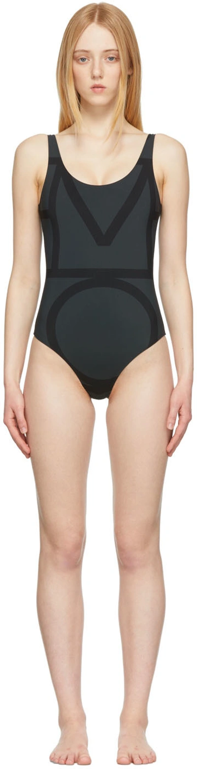 Totême Toteme Black Positano One-piece Swimsuit In Multi-colored