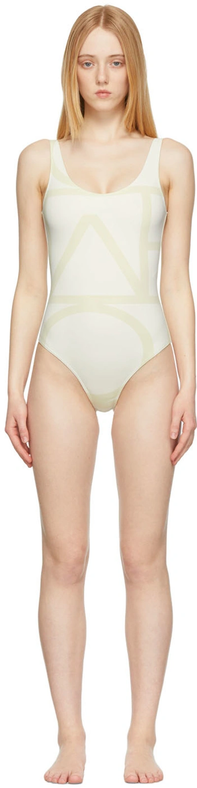 Totême Off-white Monogram One-piece Swimsuit In White,beige