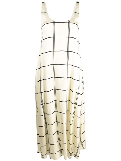 Manuel Ritz Grid-print Long Shift Dress In Beige