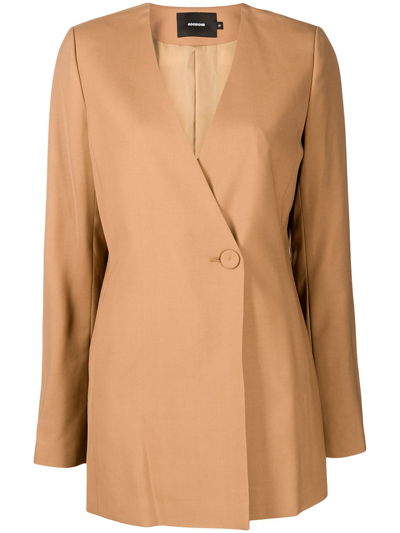 Goodious Double-breasted V-neck Coat In Braun