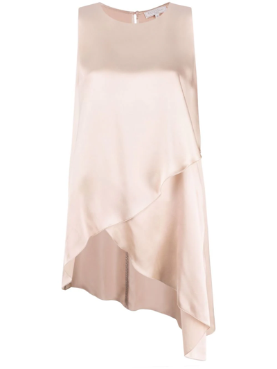 Antonelli Satin Sleeveless Tank Top In Beige