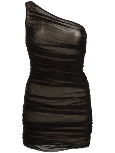 Alice And Olivia Alice+olivia Cruz Ruched One Shoulder Mini Bodycon Dress  In Black | ModeSens