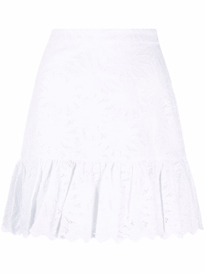 Michael Michael Kors Floral Lace Detail Mini Skirt In White