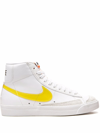 Nike Blazer Mid 77 Essential "translucent Yellow Swoosh" Sneakers In White