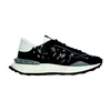 Valentino Garavani Lacerunner Lace And Leather Trainers In Nero