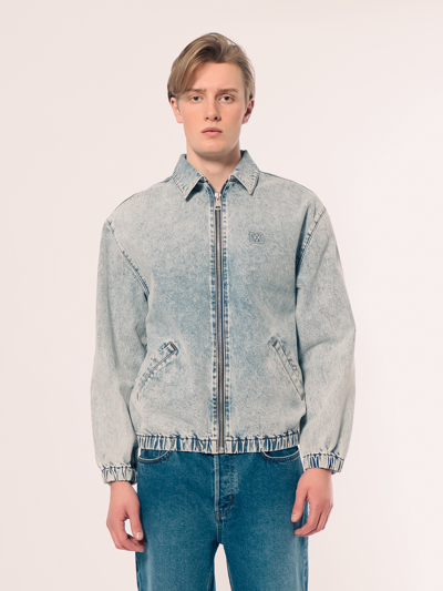 Amendi Rolf Zip Denim Jacket In Light Blue