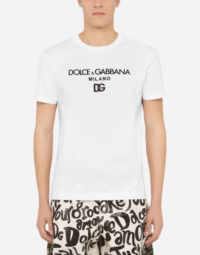 Dolce & Gabbana Cotton T-shirt With Dg Embroidery And Patch In White
