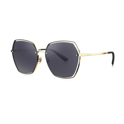 Bolon Lyla Pruple Gray Polarized Oversized Unisex Sunglasses Bl7085 C10 57 In Black,gold Tone,grey