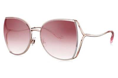 Bolon Lolita Gradient Red Butterfly Ladies Sunglasses Bl7082 A31 58 In Gold Tone,pink,red,rose Gold Tone