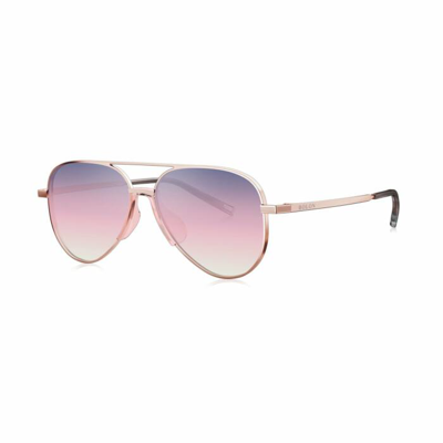 Bolon Devon Violet Pink Gradient Aviator Unisex Sunglasses Bl1002 A30 56 In Gold Tone,pink,purple,rose Gold Tone