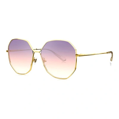 Bolon Kelly Violet Pink Gradient Geometric Ladies Sunglasses Bl7083 A60 58 In Gold Tone,pink,purple
