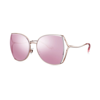 Bolon Lolita Pink Gradient Butterfly Ladies Sunglasses Bl7082 B30 58 In Gold Tone,pink,rose Gold Tone