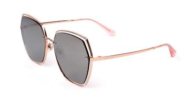 Bolon Lyla Light Gold/grey Polarized Oversized Unisex Sunglasses Bl7085 D32 57 In Gold Tone,pink,rose Gold Tone