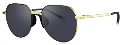 Bolon Grey Aviator Unisex Sunglasses Bl1005 A10 55 In Gold Tone,grey