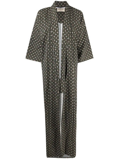 Pre-owned A.n.g.e.l.o. Vintage Cult 1970s Geometric-print Kimono In Black