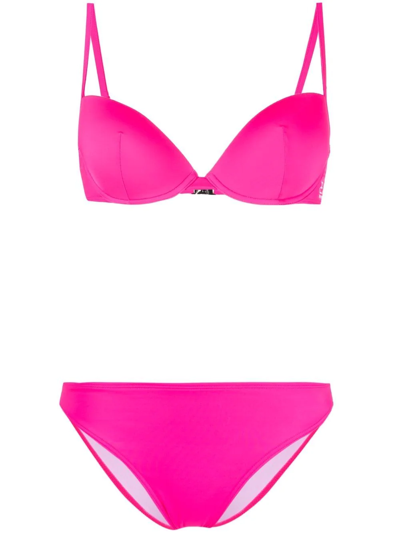 Ea7 Logo-print Underwire Bikini In Pink