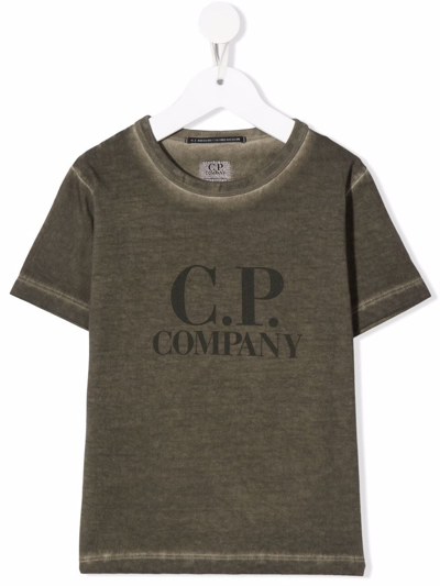 C.p. Company Kids' Cotton Logo-print T-shirt In Green