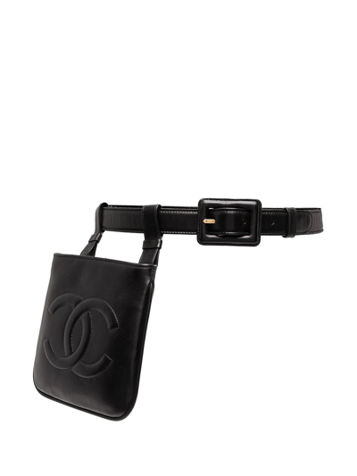 Pre-owned Chanel 1990s Cc Logo-embossed Belt Bag In Black