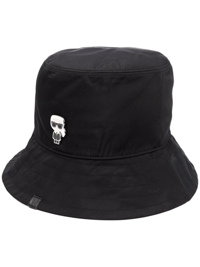 Karl Lagerfeld Logo-embellished Bucket Hat In Black