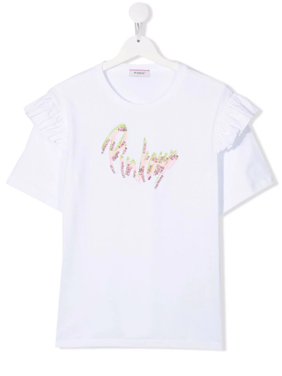 Pinko Teen Logo-print Short-sleeved T-shirt In White