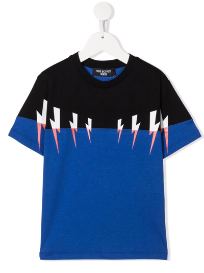 Neil Barrett Teen Two-tone Short-sleeved T-shirt In Blue