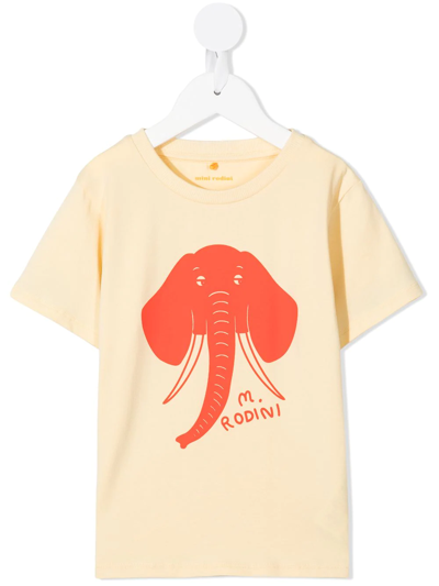 Mini Rodini Kids' Elephant-print T-shirt In Giallo