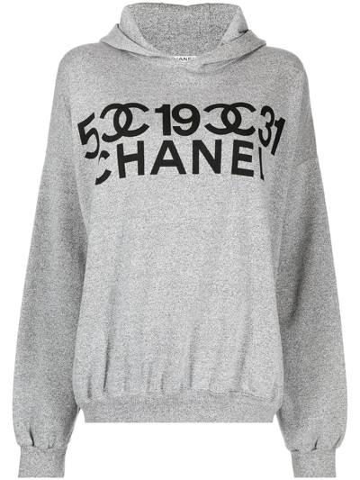 Pre-owned Chanel 1990s Cc Logo-print Hoodie In Grey