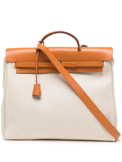 Pre-owned Hermes 1998  Herbag Mm Two-way Handbag In Brown