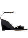 Jimmy Choo Brien Patent Leather Wedge Sandals In Black