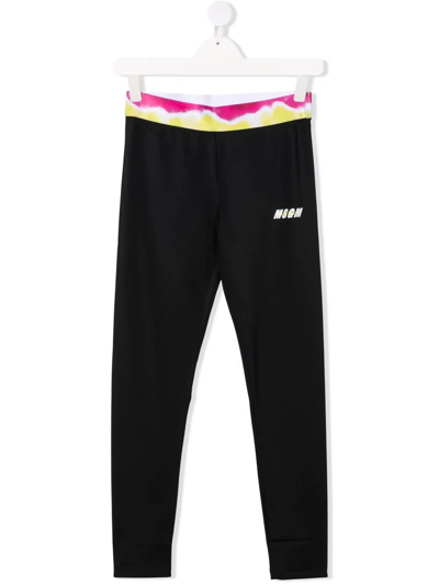 Msgm Teen Logo-print Elasticated-waist Leggings In Black