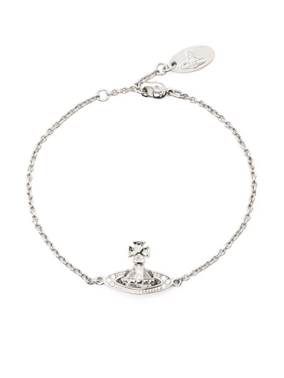 Vivienne Westwood Orb Plaque Chain Bracelet In Silver