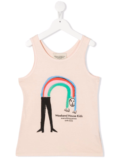 Weekend House. Kids' Graphic-print Organic-cotton Tank In Pink