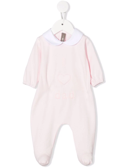 Little Bear Embroidered Cotton Babygrow In Rosa