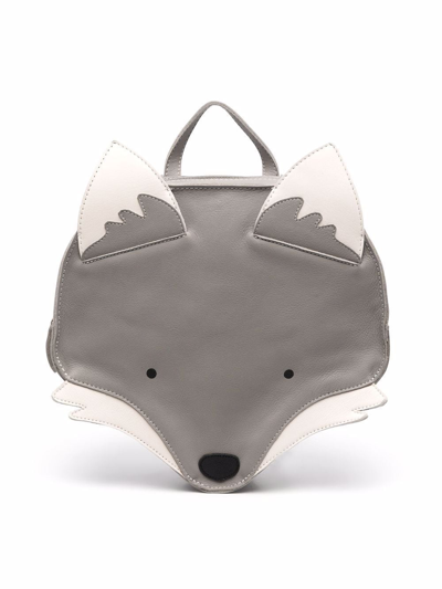 Donsje Kids' Pop-up Ears Leather Backpack In Grey