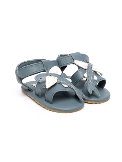 Donsje Babies' Fish-motif Leather Sandals In Blue