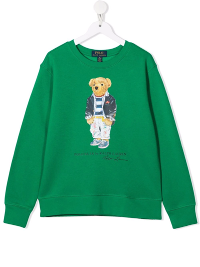 Ralph Lauren Kids' Polo Bear Cotton-blend Sweatshirt In Grün