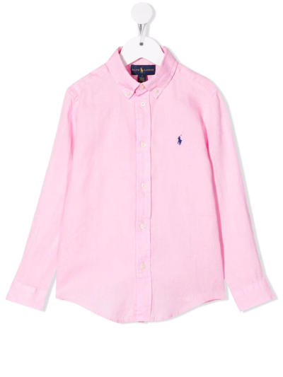 Ralph Lauren Kids' Polo Pony Button-down Shirt In Pink