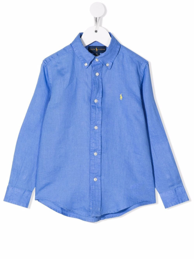 Ralph Lauren Kids' Polo Pony Button-down Shirt In Blue