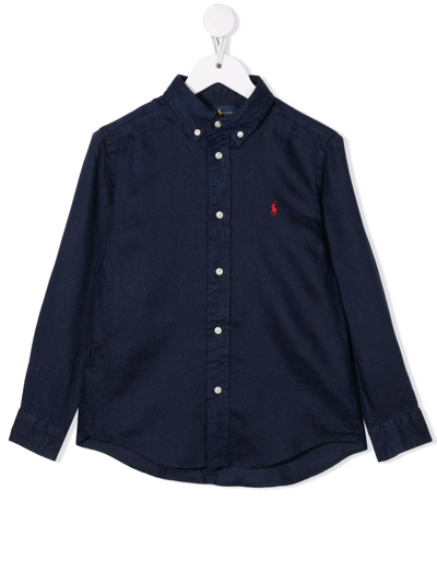 Polo Ralph Lauren Kids' Boy's Linen Long-sleeve Button-front Shirt. Size 2-7 In Blue