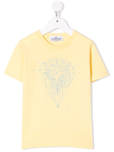 Stone Island Junior Teen Logo Crew-neck T-shirt In Yellow