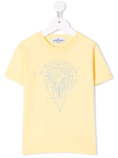 Stone Island Teen Logo Crew-neck T-shirt In Yellow