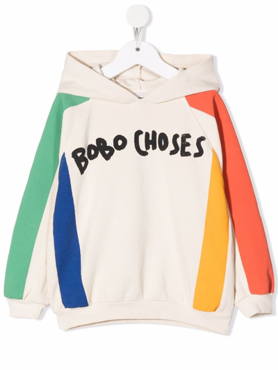 Bobo Choses Kids' Logo Print Organic Cotton Hoodie In Off White,multi