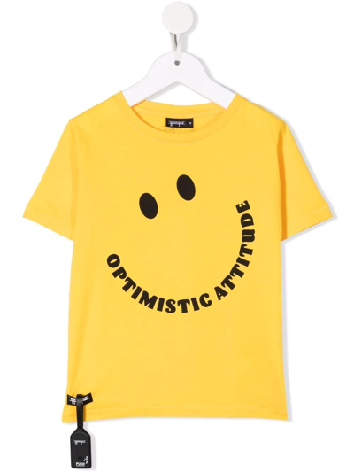 Yporqué Kids' Slogan-print Cotton T-shirt In Yellow