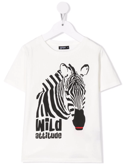 Yporqué Kids' Zebra-print Cotton T-shirt In White