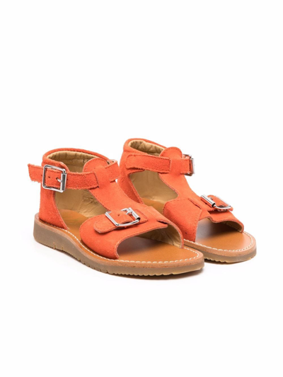 Gallucci Kids' Buckled-strap Leather Sandals In Orange