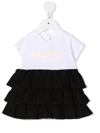 BALMAIN LOGO印花荷叶边裙摆连衣裙