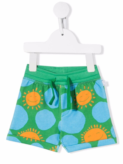 Stella Mccartney Babies' Graphic-print Elasticated-waist Shorts In Green