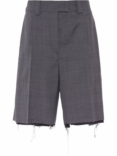 Miu Miu Prince Of Wales Check Bermuda Shorts In Grey