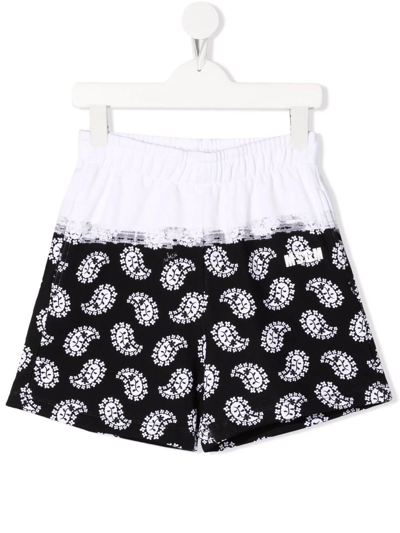 Msgm Kids' Bandana Print Bermuda Shorts In Black